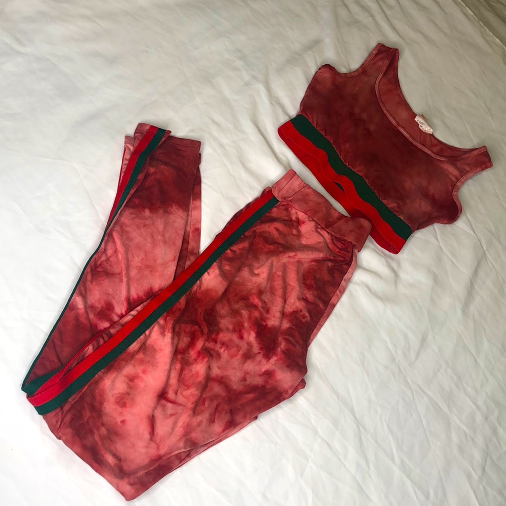 2 Piece Hot Girl Summer salmon tie dye